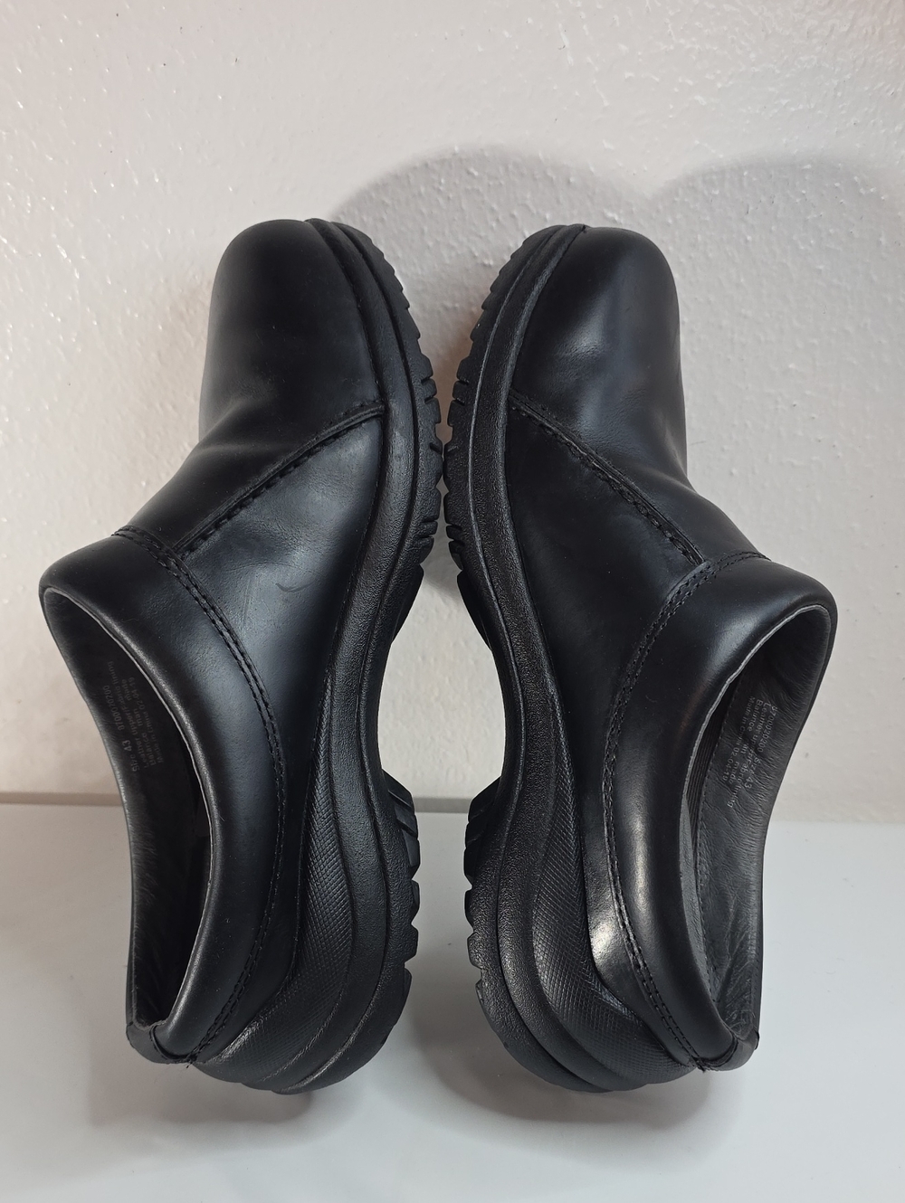 DANSKO WIL LEATHER BLACK SMOOTH SLIP-ON LOW BACK MULES CLOGS MENS SIZE 43 VGUC - Picture 12 of 16